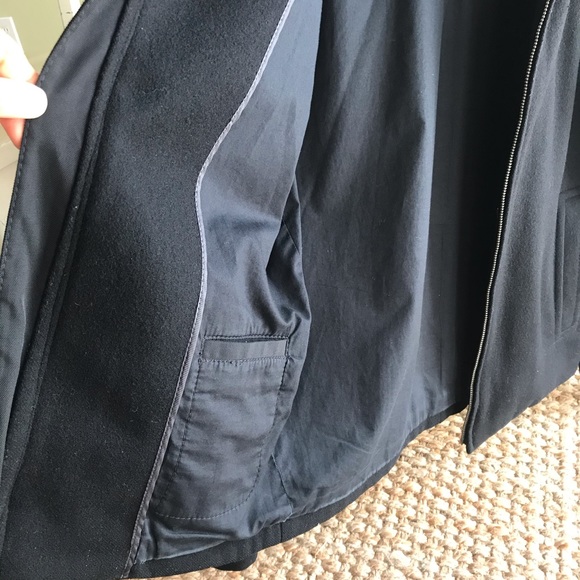 Express Full Zip Lined Wool Blend Moto or Collarless Bomber Jacket Coat - Picture 5 of 16